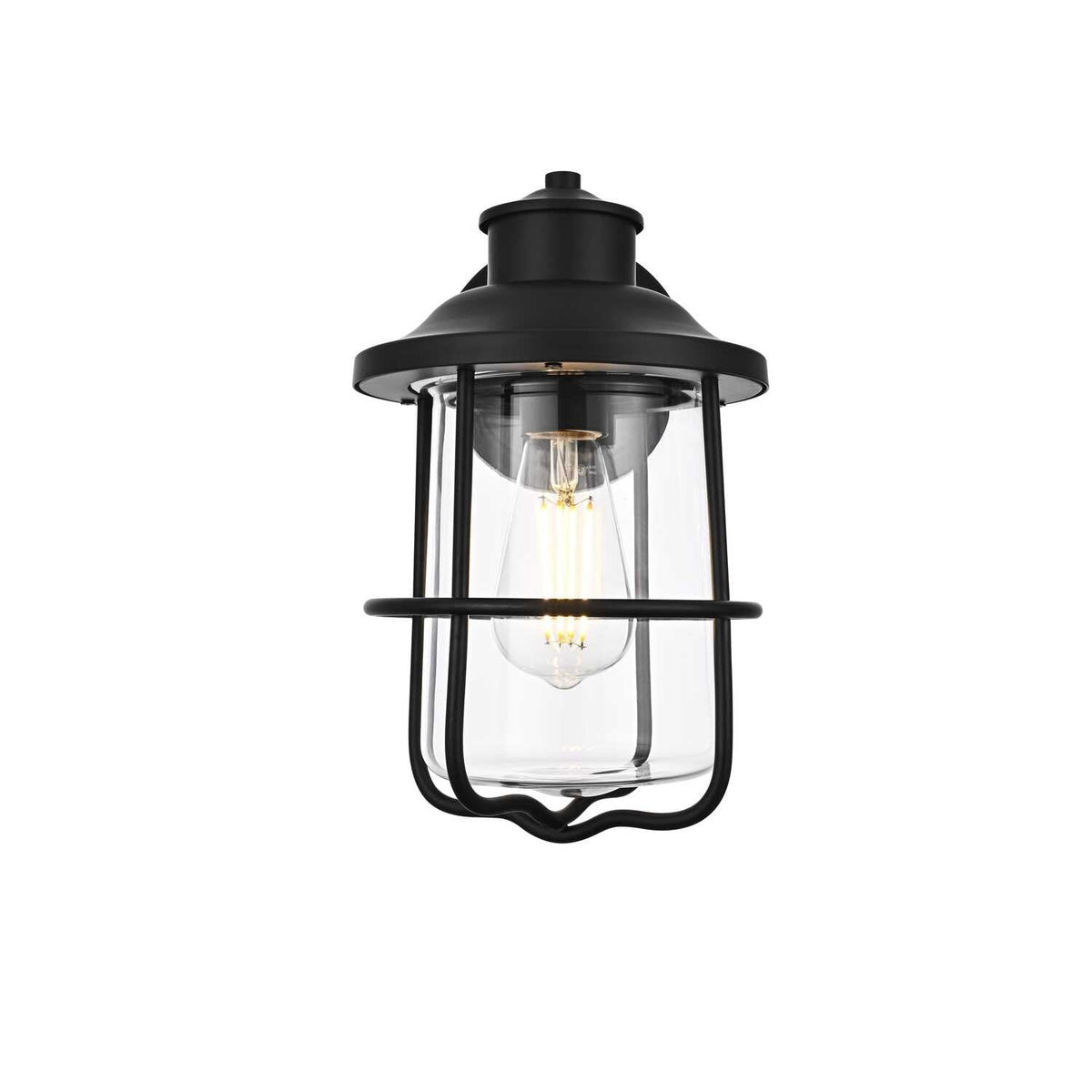 Huxley One Light Outdoor Wall Sconce Black by Lighting Design – 8", Iron, Black, Model OD808W12BK