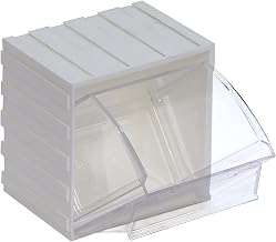 Quantum QTB406 Clear 2-7/8-Inch by 3-3/4-Inch by 4-Inch Tip Out Bin System, White, Case of 6