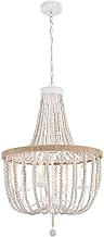 Jolie 20" Beaded Pendant in Antique White