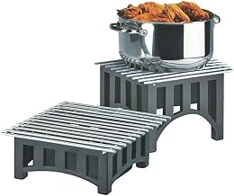 Cal-Mil Mission Black Square Chafer Alternative | Food Warmer & Buffet Server Stand | Stainless Steel Chafing Dish Holder with Wind Guard | 12x12x4 Inch - 1 Each