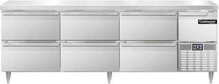 DLRA93-SS-D Designer Line Refrigerated Base Worktop Unit, 93" W, Full Stainless & Six Drawers