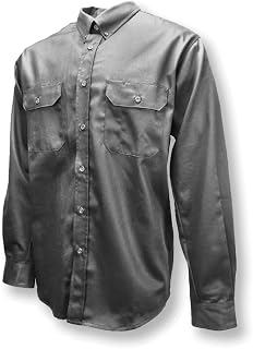 Radians VolCore Long Sleeve Cotton Button Down Fire Resistant Shirt, FRS-003, Gray, Medium Tall
