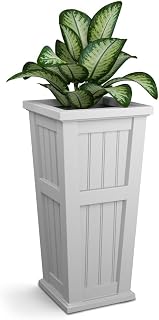 Mayne Cape Cod Tall Planter, Outdoor Use, White