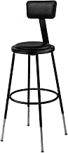 Global Industrial Steel Shop Stool w/Backrest & Padded Seat - Adjustable Height 25"-33", Black
