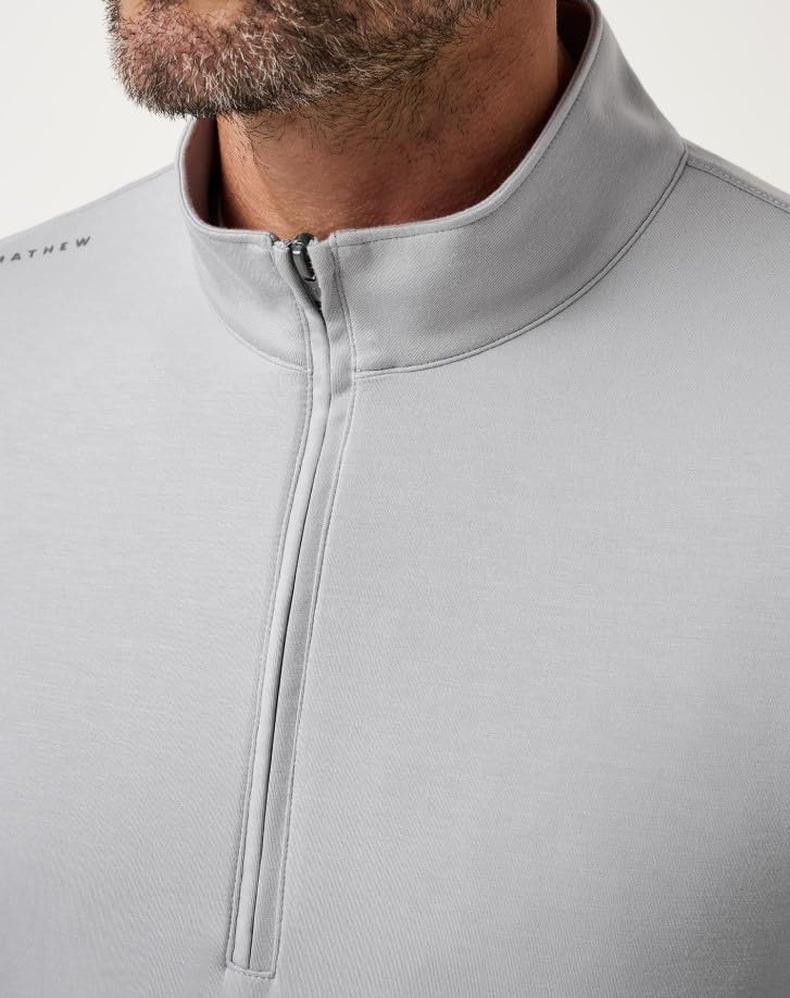 Mens Fibercloud 1/4 Zip Light Grey Small by TravisMathew – Small, Polyester Blend, Light Grey, Model A46145_0LGR_