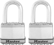 Master Lock M5XTLF Magnum Heavy Duty Outdoor Padlock with Key, 2 Pack Keyed-Alike Silver