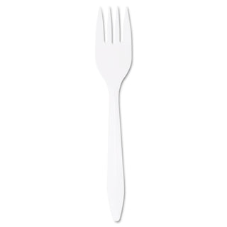 Dart Style Setter Medium Weight White Plastic Fork - 1000 / CS by HUBERT – Plastic, White, Pack of 1000, Model F6BW