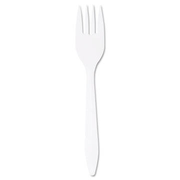 Dart Style Setter Medium Weight White Plastic Fork - 1000 / CS by HUBERT – Plastic, White, Pack of 1000, Model F6BW