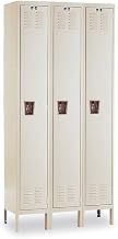 U3258-1G-A-PT Parchment Galvanite Steel Rust Resistant Wardrobe Locker, 3 Wide with 3 Opening, Single Tier, 36" Width x 78" Height x 15" Depth, Assembled