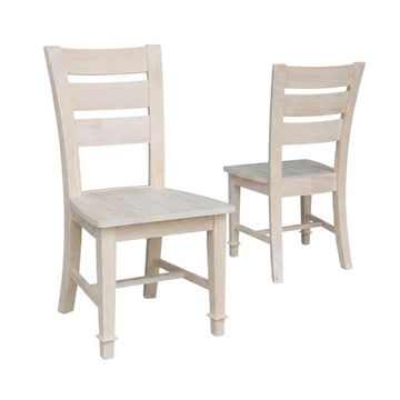 Solid Wood Dining Chair Unfinished Hardwood by Furnifact – Wood, Unfinished, Pack of 2