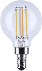 Satco S12161 4.5W LED G16.5 Globe, Warm Dimming 3000K-2000K, 450 Lumens, 90 CRI, 40W Replacement, Clear Glass, E12 Candelabra Base, Enclosed Fixture Rated, Dimmable, 120 Volt (24 Pack)