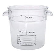 StorPlus Polycarbonate Round Food Storage Container by Carlisle – 1.0 quarts, Polycarbonate (PC), Clear, Model 1076107
