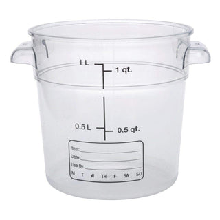 StorPlus Polycarbonate Round Food Storage Container by Carlisle – 1.0 quarts, Polycarbonate (PC), Clear, Model 1076107