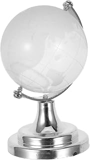 Miniature Glass Rotatable Globe Ball Desktop Ornament Educational World Map Globe for Office Study Room Classroom Decoration