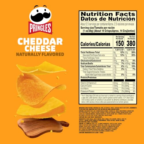 Pringles Cheddar Cheese / 2.5 Ounce (Pack of 12) / 12 Cans (2.5 Ounce Can) Potato