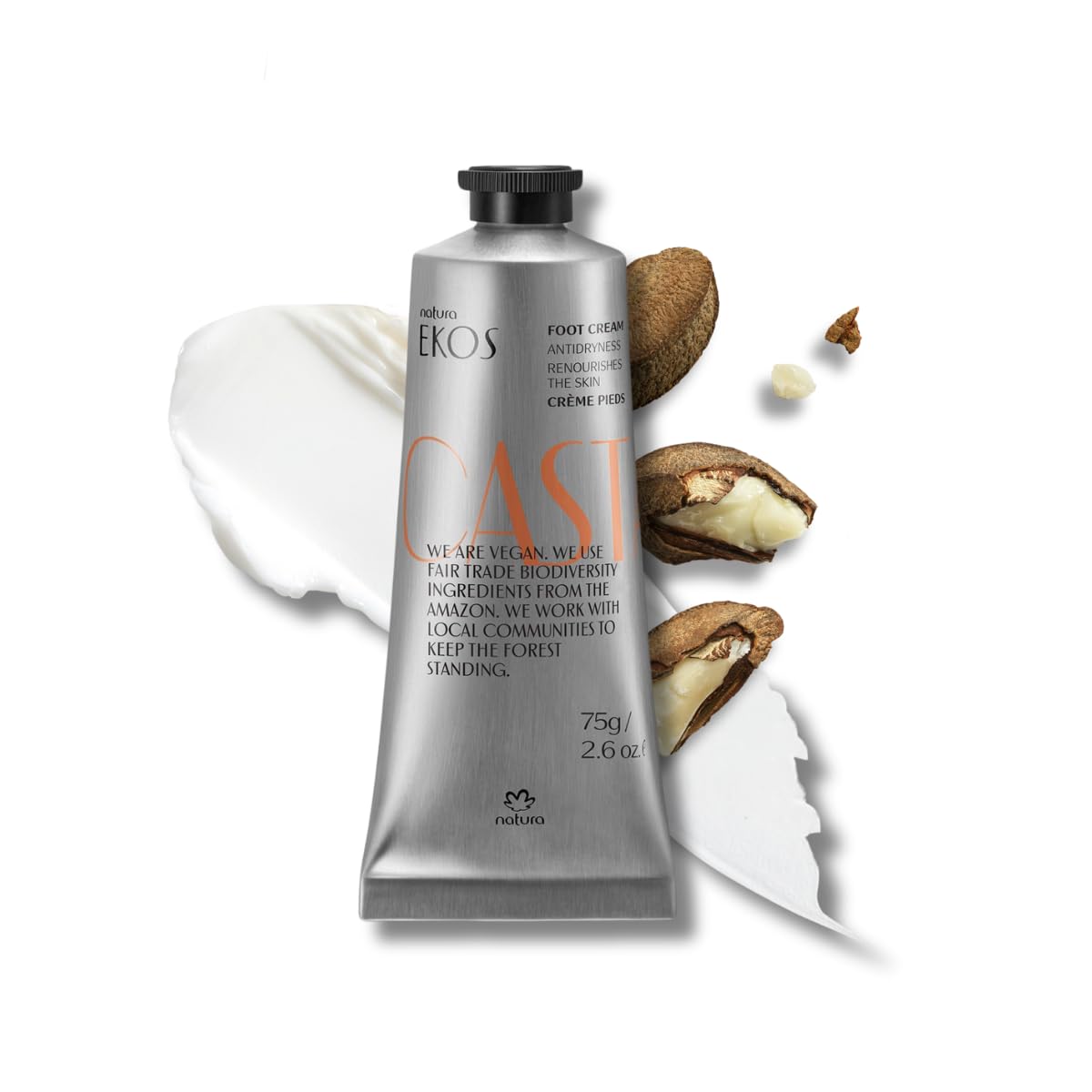 Brazil Nut Nourishing Foot Cream - Nourish & Soothe Dry Skin - Fast Absorbing - With Castanha Oil to Deeply Moisturize - Vegan & Cruelty-Free - 2.6 oz (75g) by natura – Model