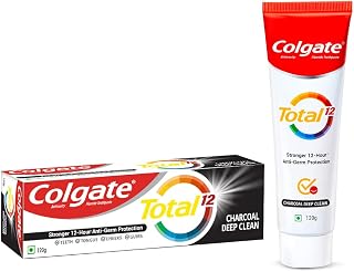 Colgate Total Charcoal Deep Clean Toothpaste 150Gm/5.2oz and Soft Toothbrush Free for Whole Mouth Health