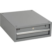 Stacking Workbench Drawer with Cylinder Lock and by Global Industrial – 20"L x 17.25"W x 6"H, Alloy Steel, Grey, Model 606957GY