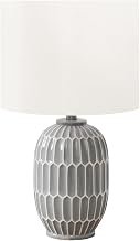 Monarch Specialties I 9878 Lighting, 22" H, Table Lamp, Grey Ceramic, Ivory/Cream Shade, Contemporary, Modern