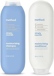 Method Daily Simply Nourish Moisturizing Hair Care Shampoo (14 oz) + Conditioner (13.5 oz) with Shea Butter, Coconut, and Rice Milk, Paraben and Sulfate Free