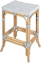 Laguna 24.5 in. Seat Height Rattan Counter Stool - White and Gray