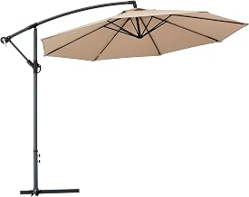 GEC Global Industrial Cantilever Umbrella w/Crank, Tilt & Cross Brace, Olefin Fabric, 10'W, Tan
