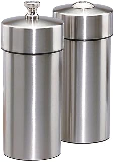 Chef Specialties 29900 5.5 Inch - 14 cm FuturaBrushed Stainless Pepper Mill Salt Shaker Set