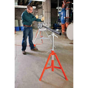 Model VJ-99 V Head High Pipe Stand by RIDGID – 23.5"L x 31"W x 23.5"H, Alloy Steel, red, Model 56662