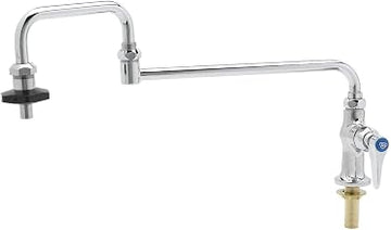 T&S Brass B-0590 Deck Mount Single Control 18-Inch Double Joint Nozzle Insulated Pot Filler with On-Off Control, Silver