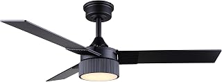 Canarm Ltd. Laguna West AERO BLADE 42” Ceiling Fan with Light – Matte Black Finish, 3 Reversible Blades, 3000K Dimmable LED, Remote Control, Indoor Downrod Mount, Quiet AC Motor