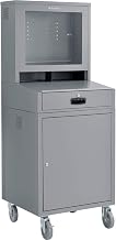 Global Industrial Mobile Security LCD Computer Cabinet Enclosure, Gray | For 24" Diagonal Monitors, Steel Construction, Powder Coat Finish, 24-1/2"W x 22-1/2"D x 62-3/4"H, Unassembled