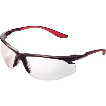 Sport Half Frame Safety Glasses by Global Industrial – 6.6"L x 5.4"W x 1.5"H, Clear Lens/Red Frame, Model 708392CLAF