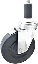 BK Resources 5" Hard Rubber 1-1/4" Expanding Stainless Steel Stem Swivel Caster for Work Tables with Top Lock Brake, NSF, 300lb Capacity Per Wheel