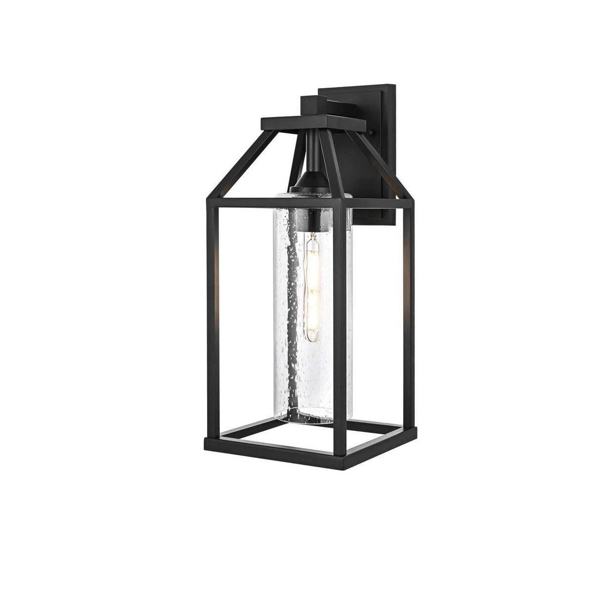Zora One Light Outdoor Wall Sconce Black by Lighting Design – Iron, Black, Model OD606W19BK