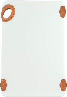 Winco 12" x 18" Brown Non-Slip Cutting Board with Hook | Dishwasher safe, Non-slip feet, Built-in hook, Minimizes knife dulling, Great for Charcuterie, Appetizers and Buffet Displays