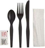 D&W Fine Pack Legion Enviroware Heavy Weight Cutlery Kit Black, Polystyrene | 250/Case