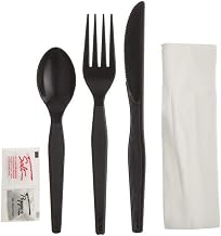D&W Fine Pack Legion Enviroware Heavy Weight Cutlery Kit Black, Polystyrene | 250/Case