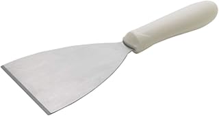 Winco 4 7/8" x 4" White Plastic Scraper with Handle | Dishwasher safe, Durable blade and handle, For griddles, dough, bench work and food-prep surface scraping