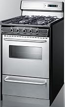 Summit 20" Gas Range, Stainless Steel - TTM1307BKSW | Sealed Burners, 2.46 cu.ft Oven Capacity, Made In the USA