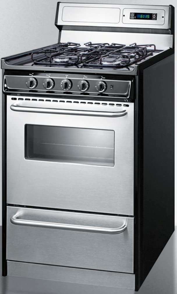 Summit 20" Gas Range by Summit Appliance – 2.46 cubic_feet, Stainless Steel, Model TTM1307BKSW