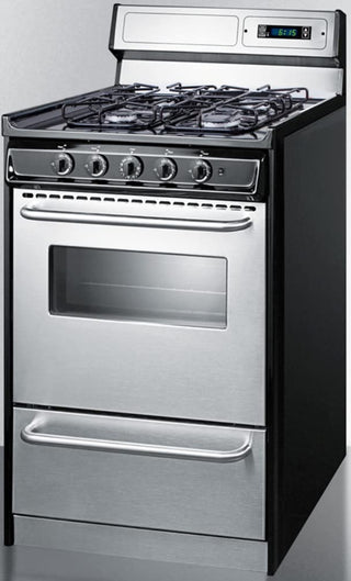 Summit 20" Gas Range by Summit Appliance – 2.46 cubic_feet, Stainless Steel, Model TTM1307BKSW