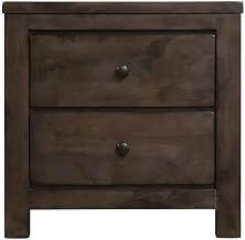 Starlight Canyon Home Solid Wood Nightstand with Rustic Finish, 2-Drawer Bedside Table for Bedroom Farmhouse and Industrial Loft, Ash Brown