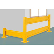 Protective Rail Barrier 8 Ft. Rail by Global Industrial – 92"L x 3"W x 12"H, Alloy Steel, Yellow, Model 436728 (R-8)