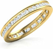 1ct Wedding Band Round Cut Moissanite Channel Set Eternity Yellow Gold Plated