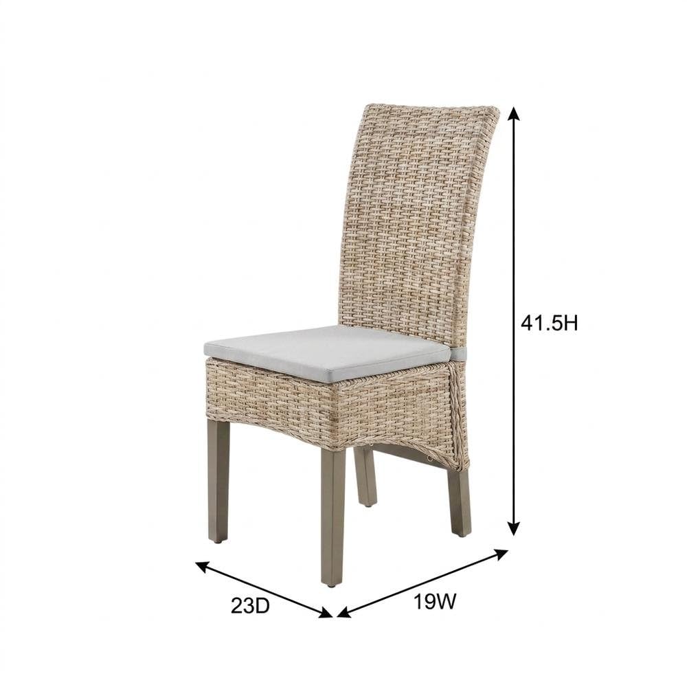 Gray Dining Chairs Set with Modern Design by Furnifact – Mahogany 50.00%,Rattan 40.00%,Polyester 5.00%,Foam 5.00%, Grey, Pack of 2