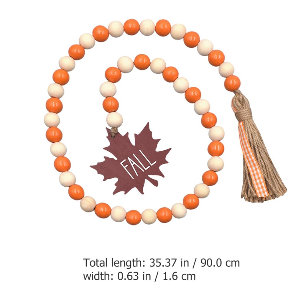 Thanksgiving Wooden Beads Garland: Farmhouse Wood Bead Garland Hanging Wood with Tassel Maple Leaves Pumpkin for Halloween Party Thanksgiving Fall Harvest Decor by IMIKEYA – Model