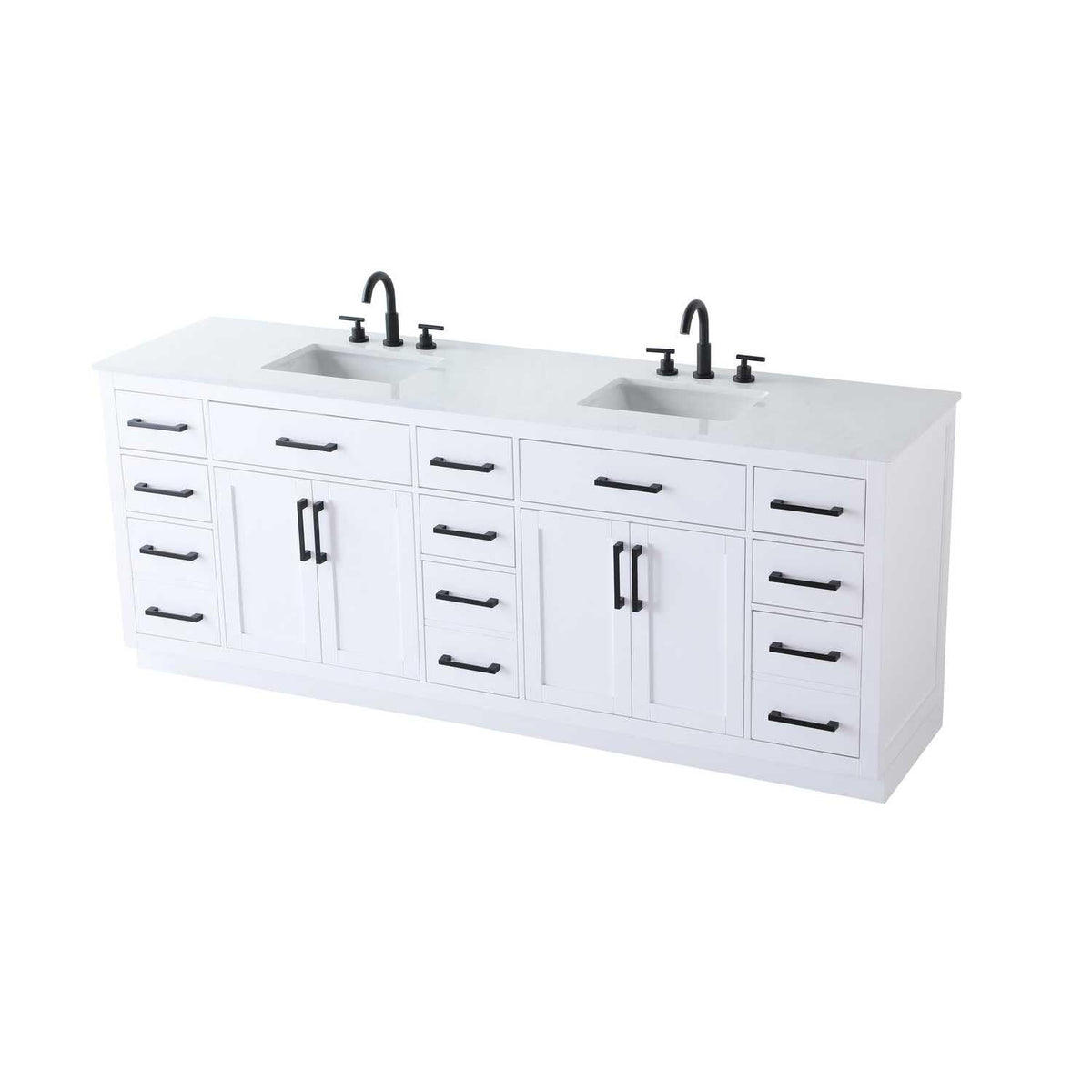 Elegant Kitchen and Bath Alden 84" Double Bathroom Vanity in White by Elegant Lighting – 84" W x 35" H x 22" D, Wood, White, Model VF29784DWH