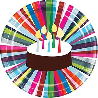 Creative Converting Club Pack French Bull Birthday Cake Design 9in Round Printed Paper Plates, Box 120 Paper Plates