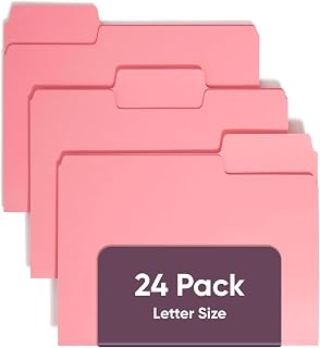 SMEAD SuperTab File Folders, Oversized 1/3-Cut Tab, Letter Size, Dark Pink, 24 per Pack (11819)