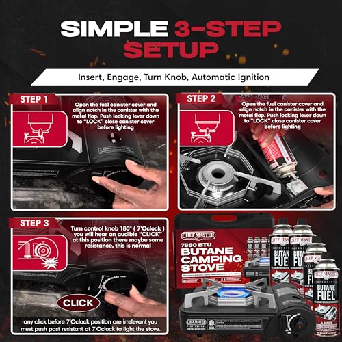 Chef Master Stove & 4 Fuel Canisters Camping Stoves